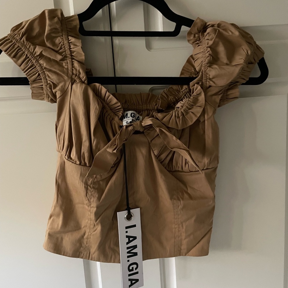I.AM.GIA Brown Ruched Blouse